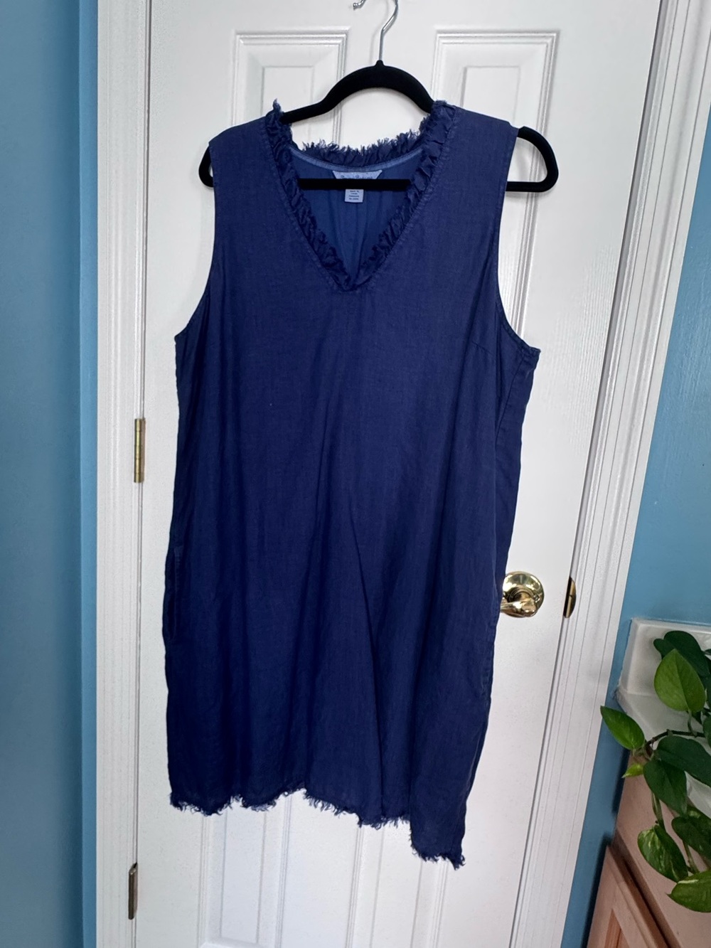 Tommy Bahama Linen V-Neck Sleeveless Dress in Indigo